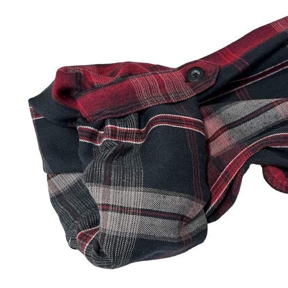 HELIX Western Red Black Plaid Long Sleeve Button Down Men's Shirt Size L - Picture 9 of 16